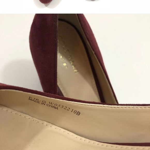 Cole Haan Burgundy Suede Block Round Toe Heels - Picture 3 of 3